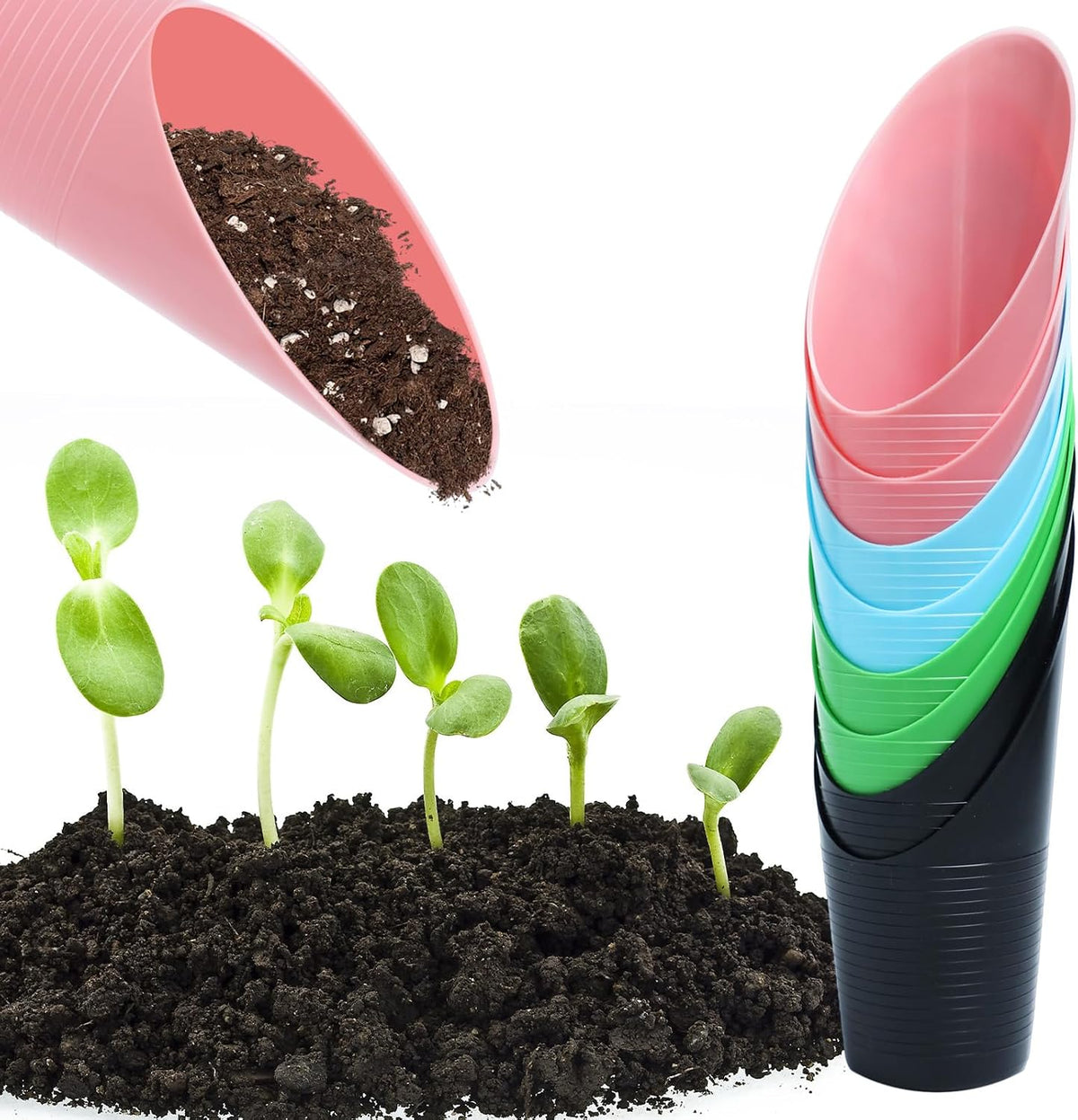 8Pcs Bonsai Soil Scoop - Plastic Succulent Soil Scoop Indoor Plants Little Small Potting Shovel Bucket Shovel Transplanting Set for Garden Planting