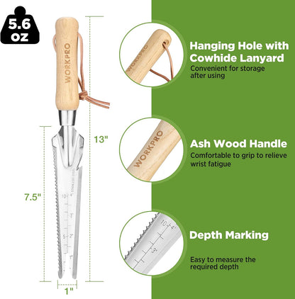 Hand Weeder Puller, 5-in-1 Garden Trowel with Wooden Handle