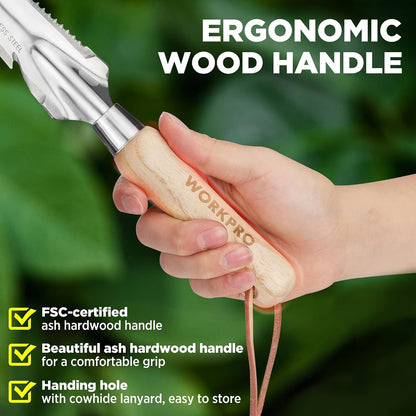 Hand Weeder Puller, 5-in-1 Garden Trowel with Wooden Handle