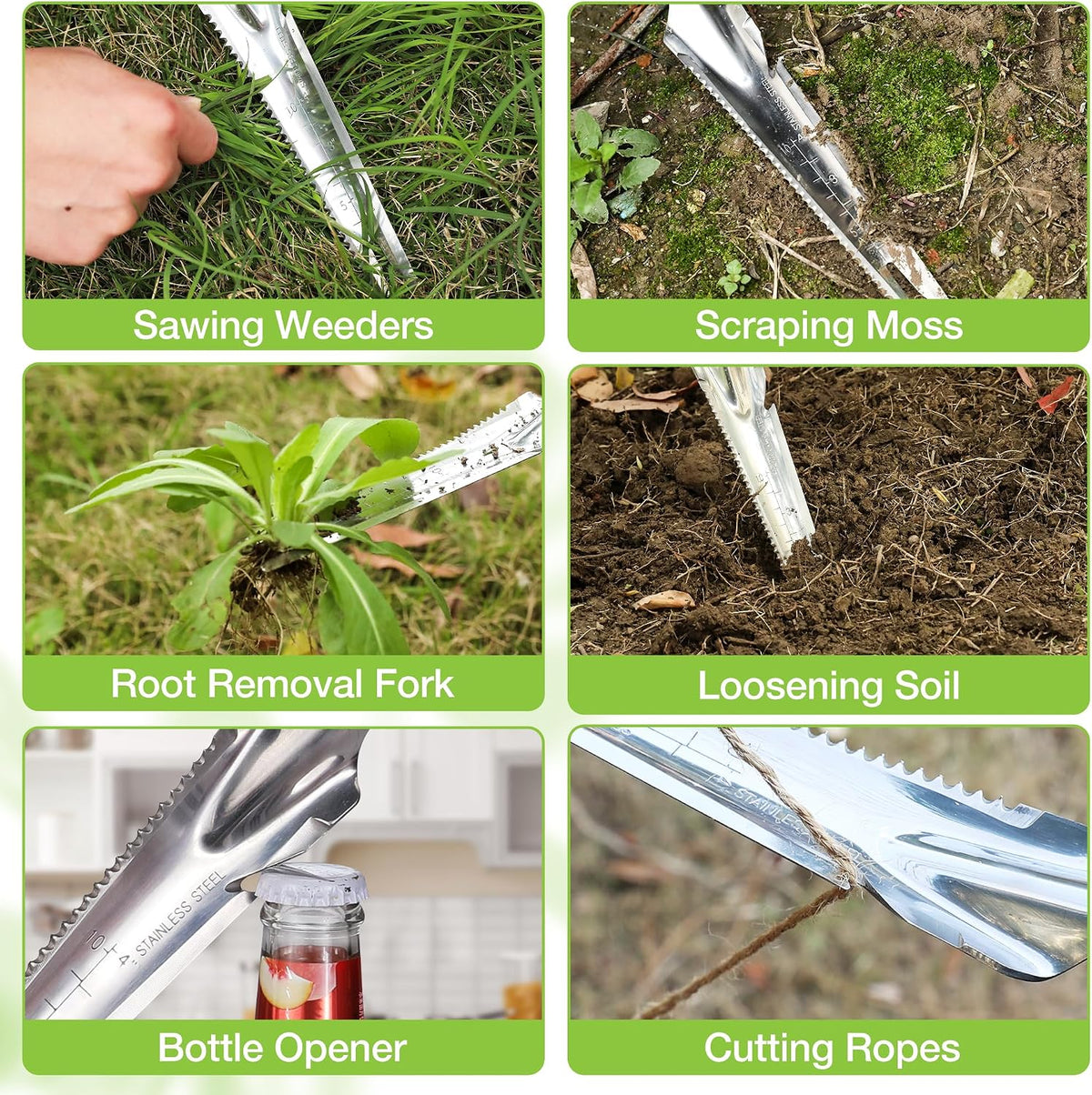 Hand Weeder Puller, 5-in-1 Garden Trowel with Wooden Handle