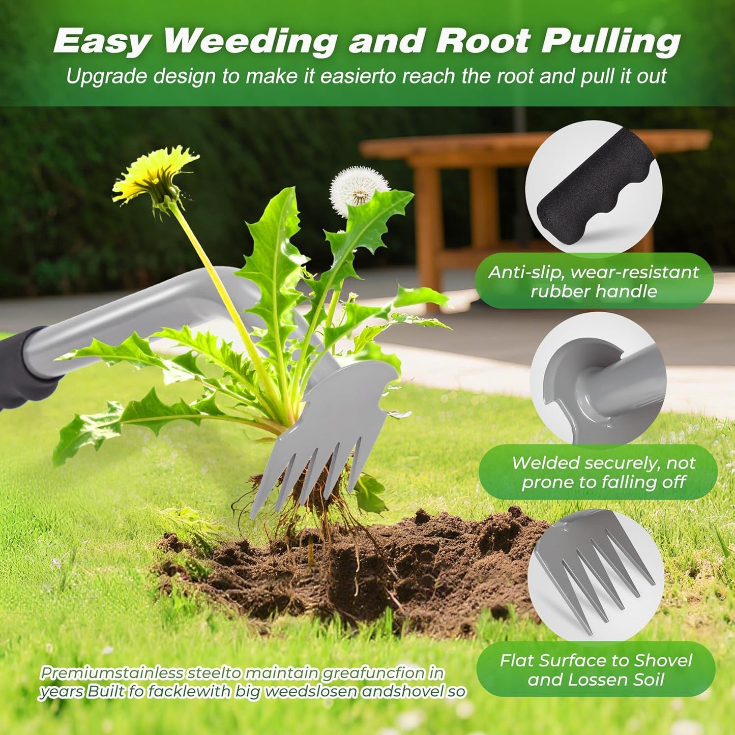Weed Puller Tool - Durable Weeding Tool for Dandelions & Crabgrass