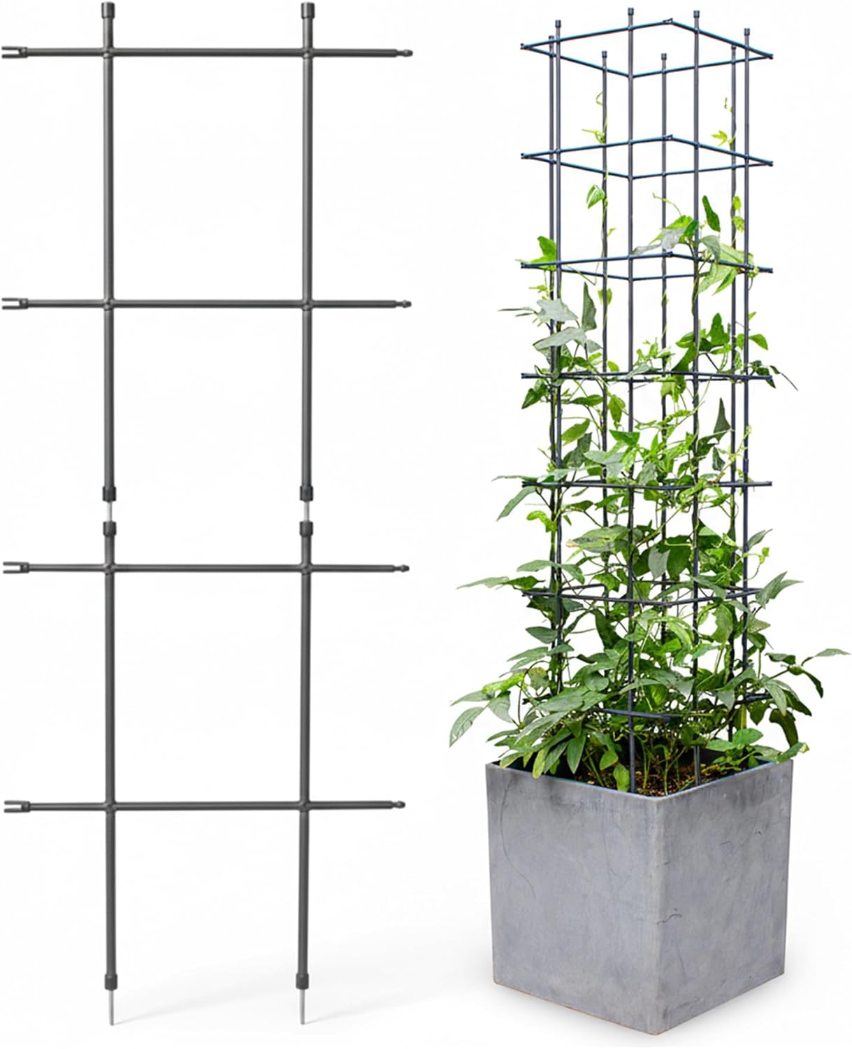 Multi Link Trellis Plant Support Garden Trellis for Climbing Plants Outdoor Plant Supports for Indoor Plants Stackable Fence Tower Modular L or V-Shape for Balconies & Gardens, Gray, 16 Pieces