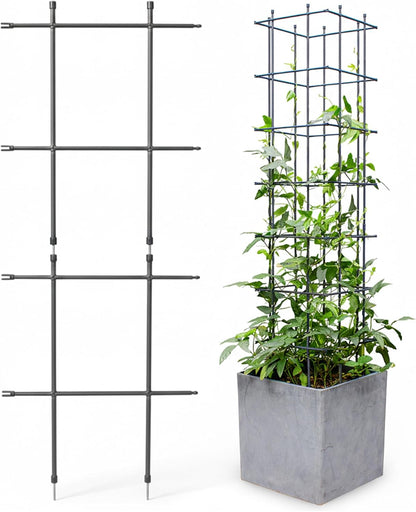 Multi Link Trellis Plant Support Garden Trellis for Climbing Plants Outdoor Plant Supports for Indoor Plants Stackable Fence Tower Modular L or V-Shape for Balconies & Gardens, Gray, 16 Pieces