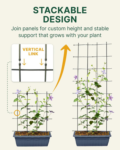 Multi Link Trellis Plant Support Garden Trellis for Climbing Plants Outdoor Plant Supports for Indoor Plants Stackable Fence Tower Modular L or V-Shape for Balconies & Gardens, Gray, 16 Pieces