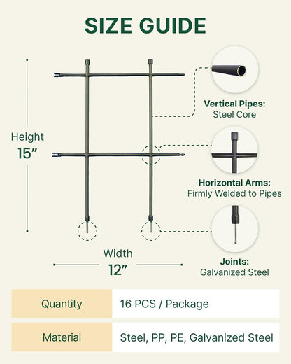 Multi Link Trellis Plant Support Garden Trellis for Climbing Plants Outdoor Plant Supports for Indoor Plants Stackable Fence Tower Modular L or V-Shape for Balconies & Gardens, Gray, 16 Pieces