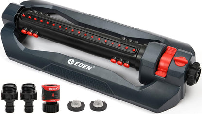 96212 Turbo Oscillating Sprinkler | Covers Up to 4,400 sq. ft., 18 Precision Nozzles, Adjustable Range, Flow Control, Triple Nozzle Width Switches, Turbo Drive Motor, Quick Connect Bundle