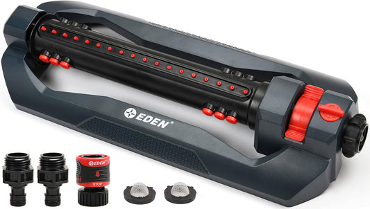 96212 Turbo Oscillating Sprinkler | Covers Up to 4,400 sq. ft., 18 Precision Nozzles, Adjustable Range, Flow Control, Triple Nozzle Width Switches, Turbo Drive Motor, Quick Connect Bundle