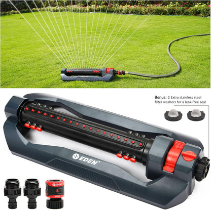 96212 Turbo Oscillating Sprinkler | Covers Up to 4,400 sq. ft., 18 Precision Nozzles, Adjustable Range, Flow Control, Triple Nozzle Width Switches, Turbo Drive Motor, Quick Connect Bundle