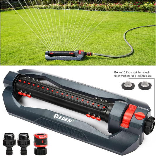 96212 Turbo Oscillating Sprinkler | Covers Up to 4,400 sq. ft., 18 Precision Nozzles, Adjustable Range, Flow Control, Triple Nozzle Width Switches, Turbo Drive Motor, Quick Connect Bundle