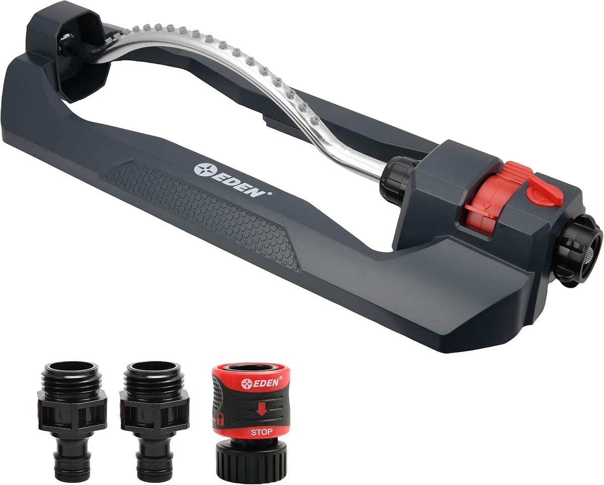 96212 Turbo Oscillating Sprinkler | Covers Up to 4,400 sq. ft., 18 Precision Nozzles, Adjustable Range, Flow Control, Triple Nozzle Width Switches, Turbo Drive Motor, Quick Connect Bundle