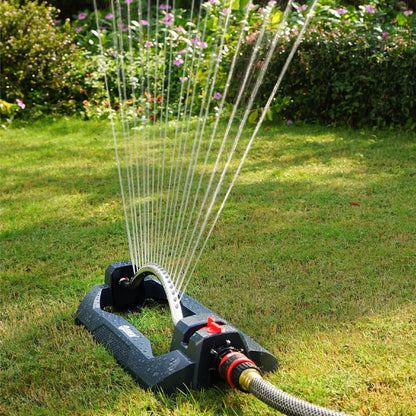 96212 Turbo Oscillating Sprinkler | Covers Up to 4,400 sq. ft., 18 Precision Nozzles, Adjustable Range, Flow Control, Triple Nozzle Width Switches, Turbo Drive Motor, Quick Connect Bundle