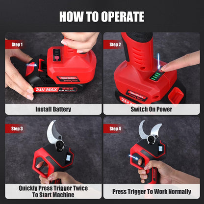 Electric Pruning Shears, 2.75'' Cut, 2 Batteries & Spare Blades