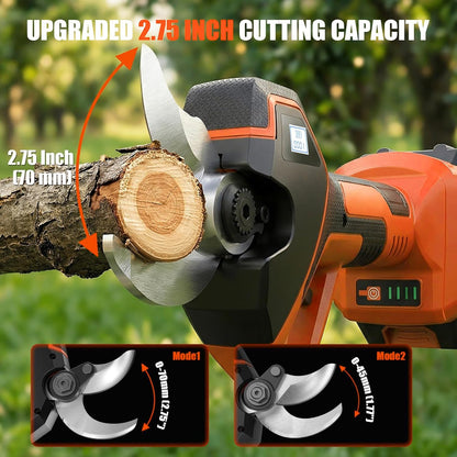 Electric Pruning Shears, 2.75'' Cut, 2 Batteries & Spare Blades