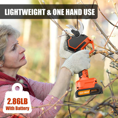 Electric Pruning Shears, 2.75'' Cut, 2 Batteries & Spare Blades