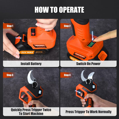 Electric Pruning Shears, 2.75'' Cut, 2 Batteries & Spare Blades