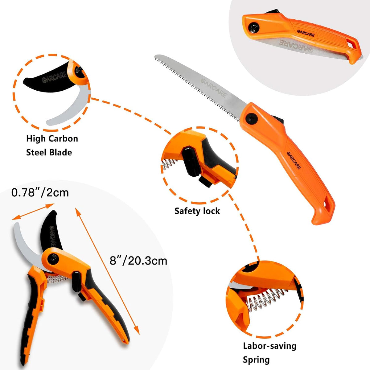 Hedge Clippers Pruning Shears 4 in 1 Set Garden Pruning Tool Set
