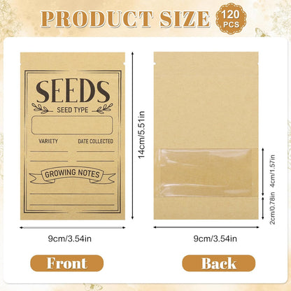 120 Pcs Seed Envelopes 3.54 x 5.5 In Resealable Window Packets Organizer