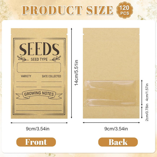 120 Pcs Seed Envelopes 3.54 x 5.5 In Resealable Window Packets Organizer