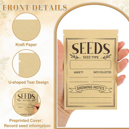 120 Pcs Seed Envelopes 3.54 x 5.5 In Resealable Window Packets Organizer