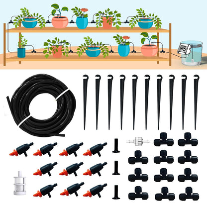 Quick-Connect 1/4 Drip Irrigation Tubing Adjustable Water Flow Rate Accessories Kit/Expansion Kit Pack for Extra 10 Plants, Dripline Tubing (ID: 1/6” / 4mm & OD: 1/4” / 6mm)