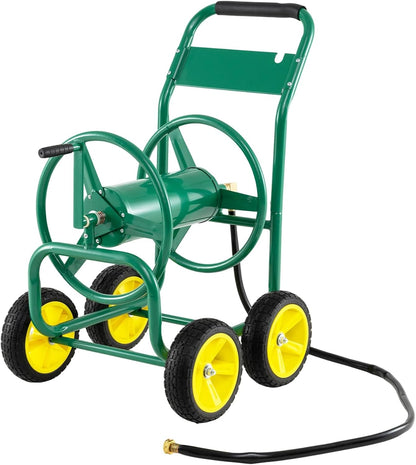 Garden Hose Reel Cart, Mobile Water Hose Cart with Heavy-duty Metal Frame & 4 Solid Wheels, Hold up to 330 ft of 5/8" Hoses, Outdoor Planting Tool for Lawn & Backyard (Navy Blue)