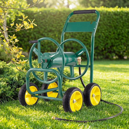 Garden Hose Reel Cart, Mobile Water Hose Cart with Heavy-duty Metal Frame & 4 Solid Wheels, Hold up to 330 ft of 5/8" Hoses, Outdoor Planting Tool for Lawn & Backyard (Navy Blue)