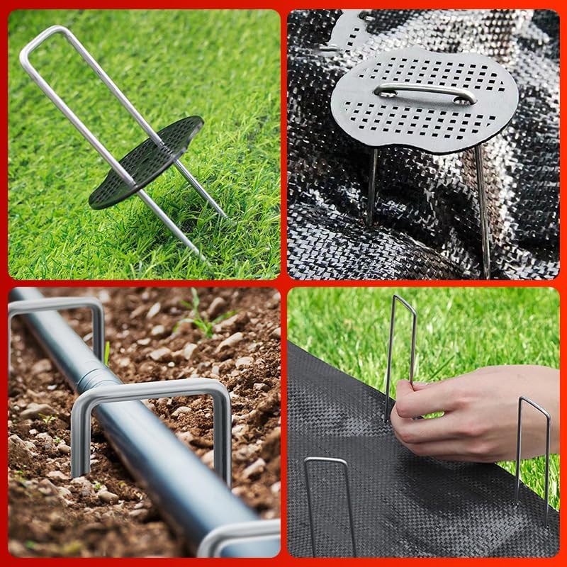 Garden Stakes 8 Inch U-Shaped 50 Pack Galvanized Pegs