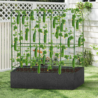 GENMOUS Garden Trellis for Climbing Plants, Cucumber Trellis with Grow Bag, 65 X 50 Inch Large Metal Trellis for Climbing Raised Bed Vegetable Outdoor
