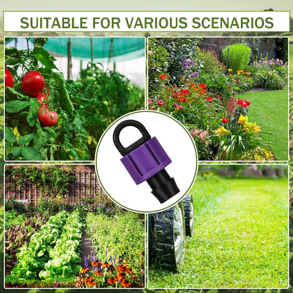 50 Pcs Garden 5/8" Drip Irrigation Tape Tubing Fittings Kit Include Connector, Tee Coupling, Elbows, End Cap, On/Off Valve Barb for Most 16-17 mm Tubing Irrigation System(Purple)