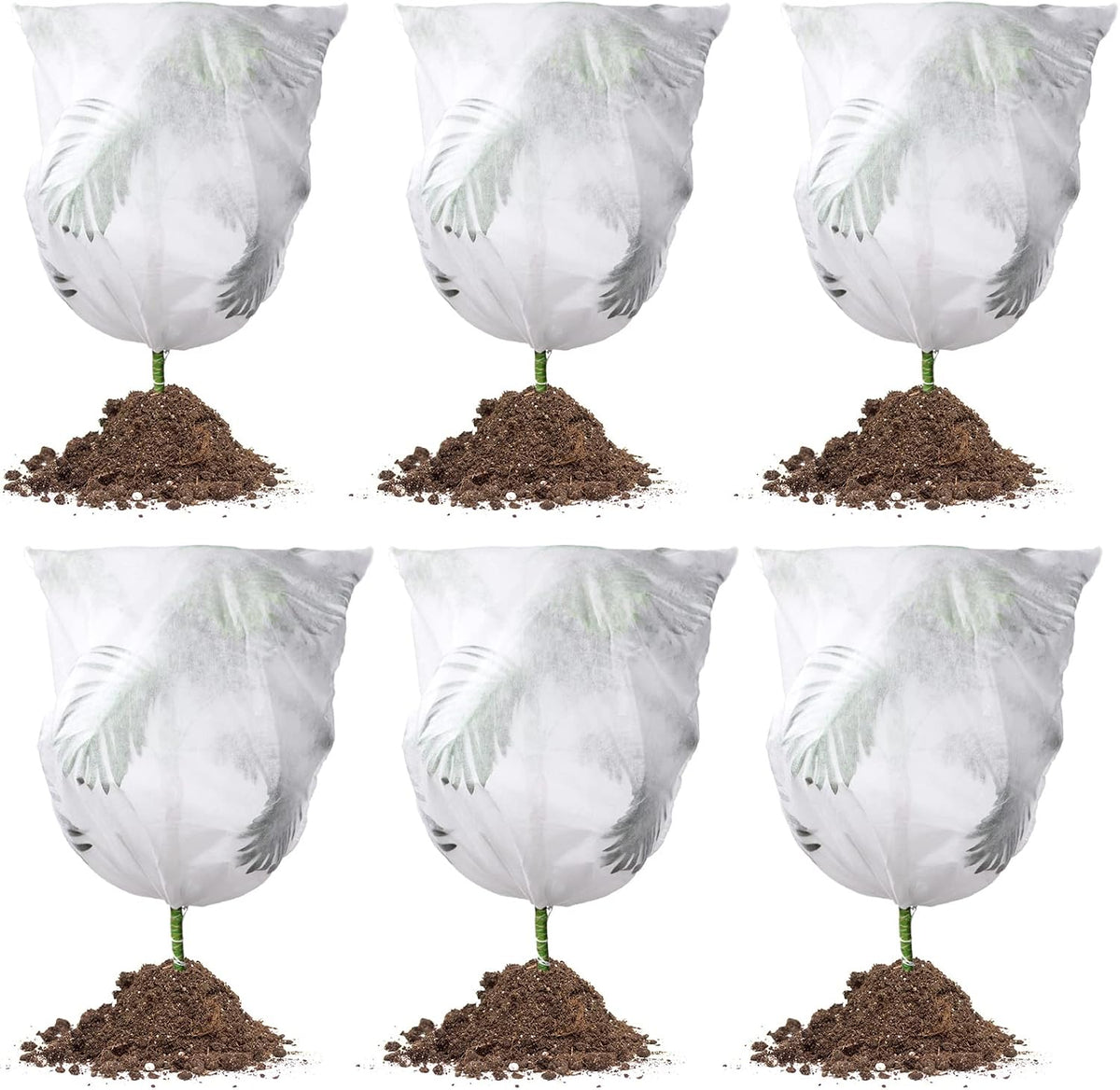 6 Pcs Plant Covers Freeze Protection Winter Frost Blanket for Outdoor Plant Bag 23.6 x 31.5 Inch, 31.5 x 39.4 Inch Shrub Jacket with Drawstring Reusable Frost Cloth for Cold Weather Fruit Tree