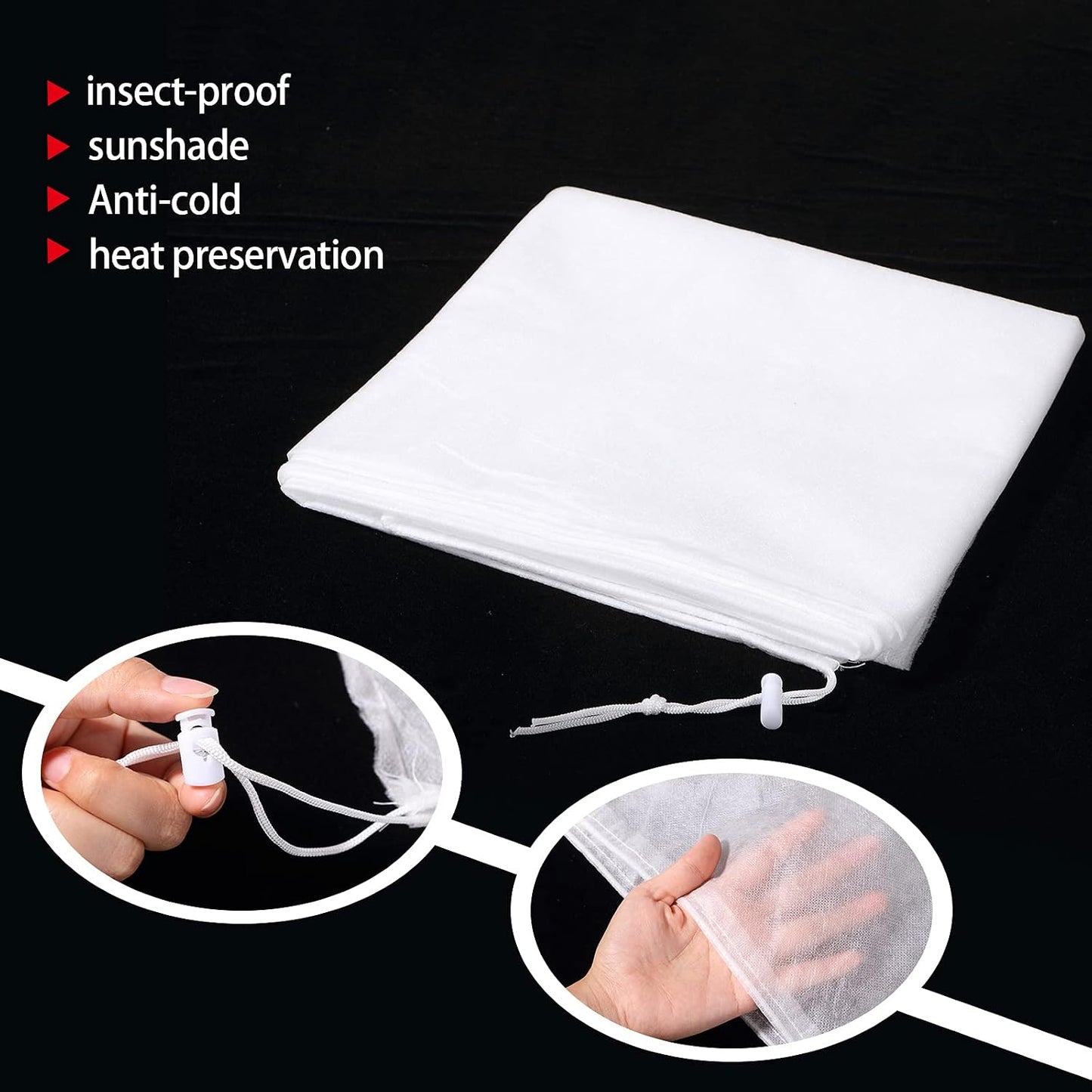 6 Pcs Plant Covers Freeze Protection Winter Frost Blanket for Outdoor Plant Bag 23.6 x 31.5 Inch, 31.5 x 39.4 Inch Shrub Jacket with Drawstring Reusable Frost Cloth for Cold Weather Fruit Tree