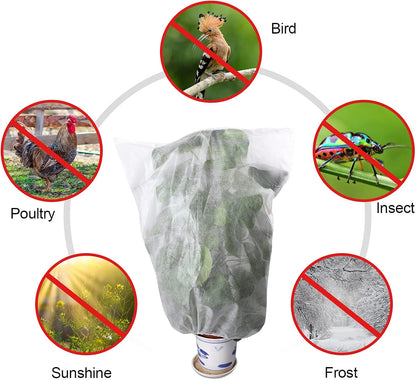 6 Pcs Plant Covers Freeze Protection Winter Frost Blanket for Outdoor Plant Bag 23.6 x 31.5 Inch, 31.5 x 39.4 Inch Shrub Jacket with Drawstring Reusable Frost Cloth for Cold Weather Fruit Tree