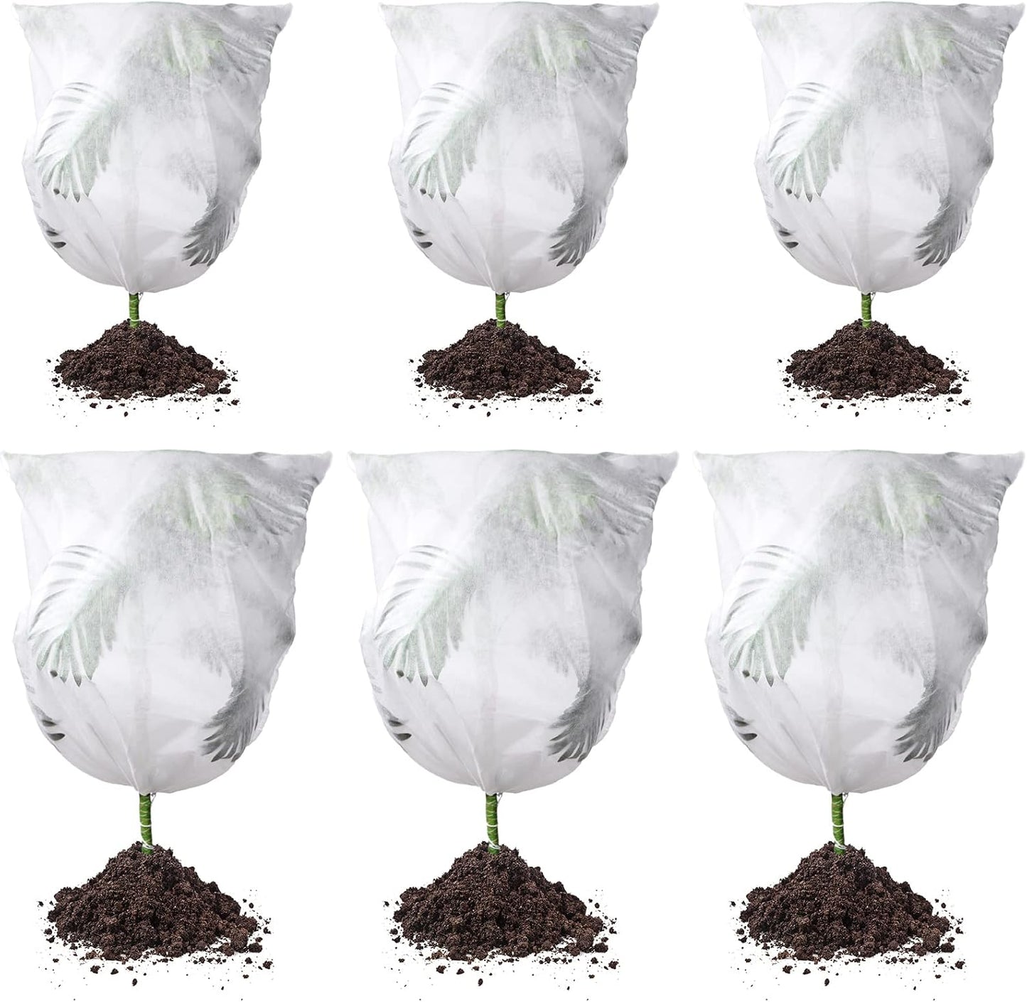 6 Pcs Plant Covers Freeze Protection Winter Frost Blanket for Outdoor Plant Bag 23.6 x 31.5 Inch, 31.5 x 39.4 Inch Shrub Jacket with Drawstring Reusable Frost Cloth for Cold Weather Fruit Tree