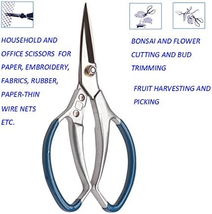Stainless Steel Pruning Shear 9.2 Inch - Bonsai Pruning Snips- Multi-purpose Scissors - Floral Tools - Fruit Tree Scissors - Stainless Steel Blade - Aluminium Body with Soft Touch Vinyl Grip