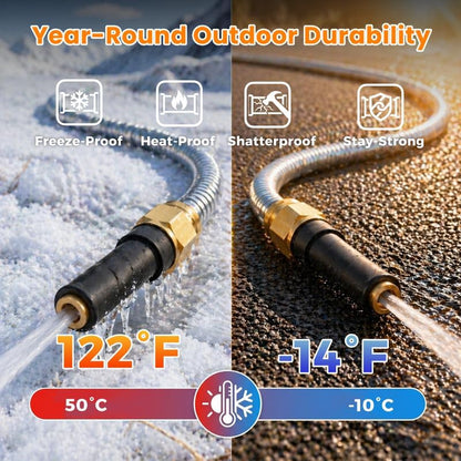 100 FT Garden Hose Expandable - 304 Stainless Steel Water Hose 100 FT - Heavy Duty Flexible Kink Free Hose, no Bite