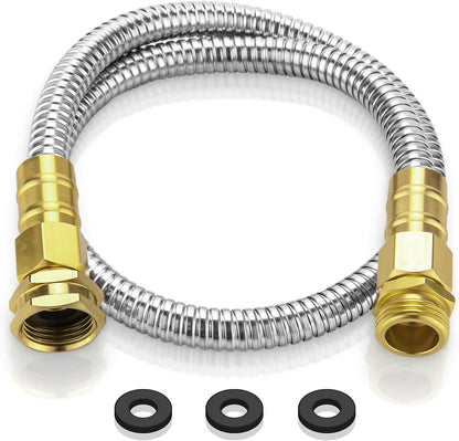 100 FT Garden Hose Expandable - 304 Stainless Steel Water Hose 100 FT - Heavy Duty Flexible Kink Free Hose, no Bite