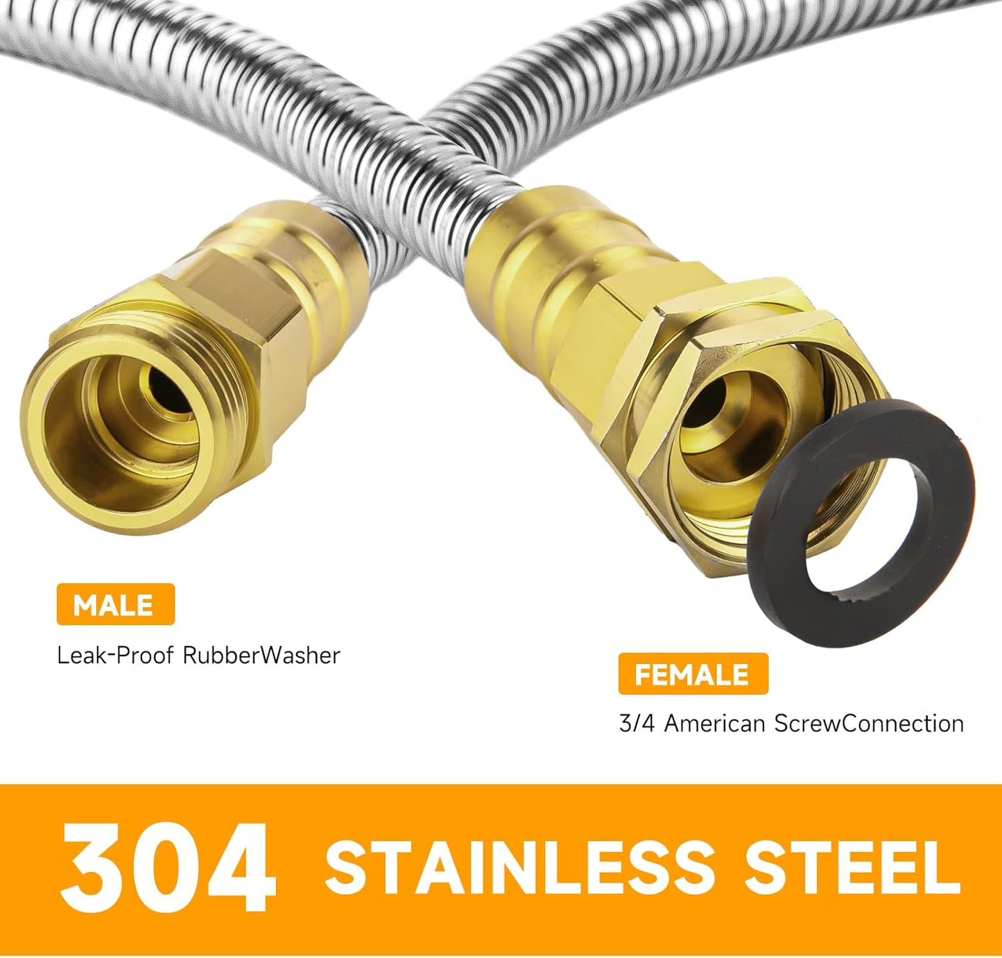 100 FT Garden Hose Expandable - 304 Stainless Steel Water Hose 100 FT - Heavy Duty Flexible Kink Free Hose, no Bite