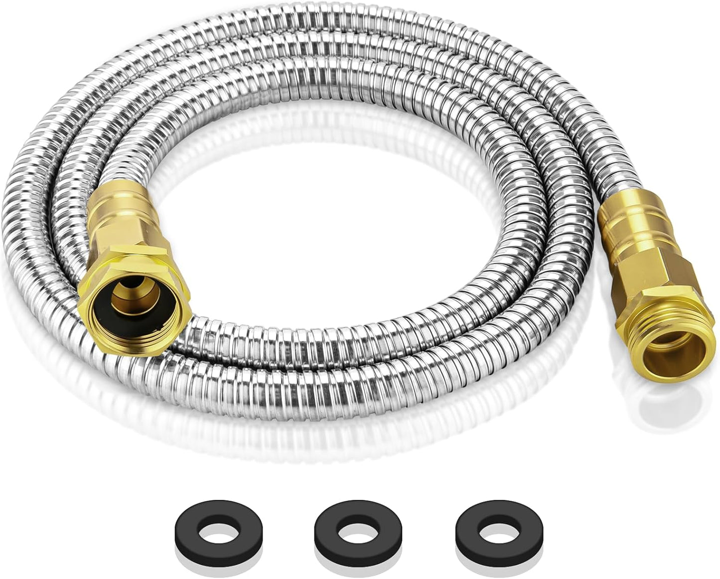 100 FT Garden Hose Expandable - 304 Stainless Steel Water Hose 100 FT - Heavy Duty Flexible Kink Free Hose, no Bite