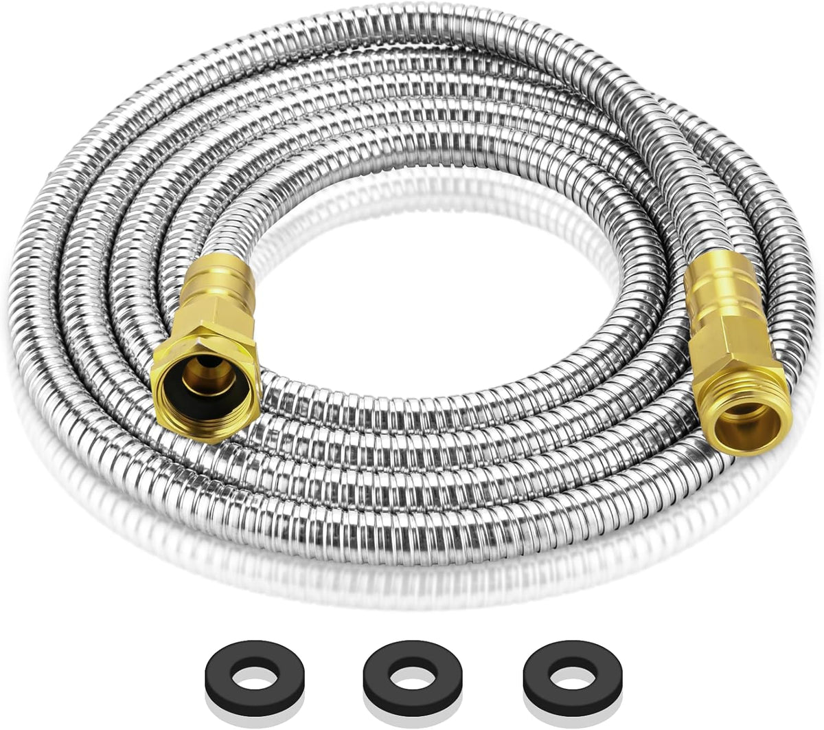 100 FT Garden Hose Expandable - 304 Stainless Steel Water Hose 100 FT - Heavy Duty Flexible Kink Free Hose, no Bite