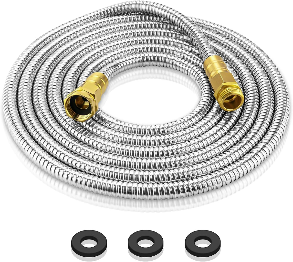 100 FT Garden Hose Expandable - 304 Stainless Steel Water Hose 100 FT - Heavy Duty Flexible Kink Free Hose, no Bite