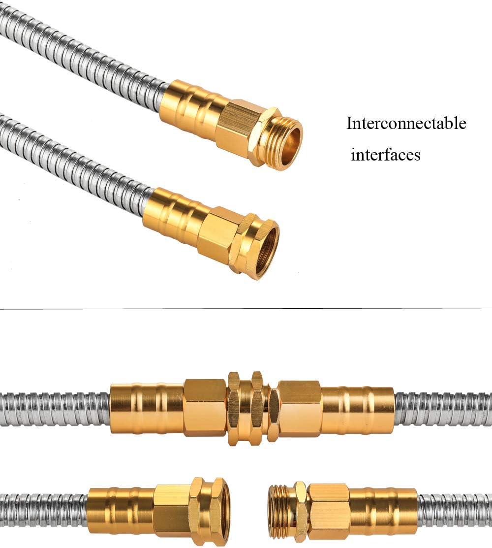 100 FT Garden Hose Expandable - 304 Stainless Steel Water Hose 100 FT - Heavy Duty Flexible Kink Free Hose, no Bite