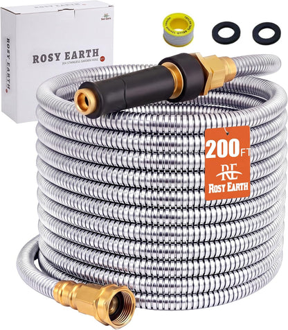 100 FT Garden Hose Expandable - 304 Stainless Steel Water Hose 100 FT - Heavy Duty Flexible Kink Free Hose, no Bite