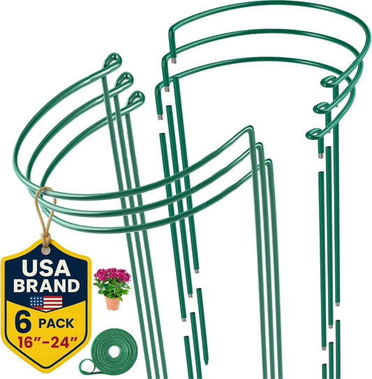 6 Pack Plant Support Stakes – Peony Cages and Supports –10" W x 16" - 24" H