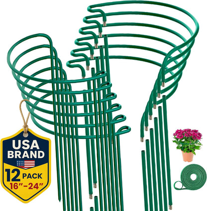 6 Pack Plant Support Stakes – Peony Cages and Supports –10" W x 16" - 24" H