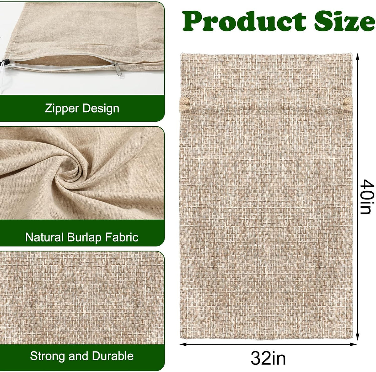 5Pcs Burlap Plant Cover Bags 32" x 40" Reusable Winter Plant Freeze Protection Bag with Zipper Drawstring Warm Tree Frost Blanket Protector for Outdoor Plants Shrubs Brushes