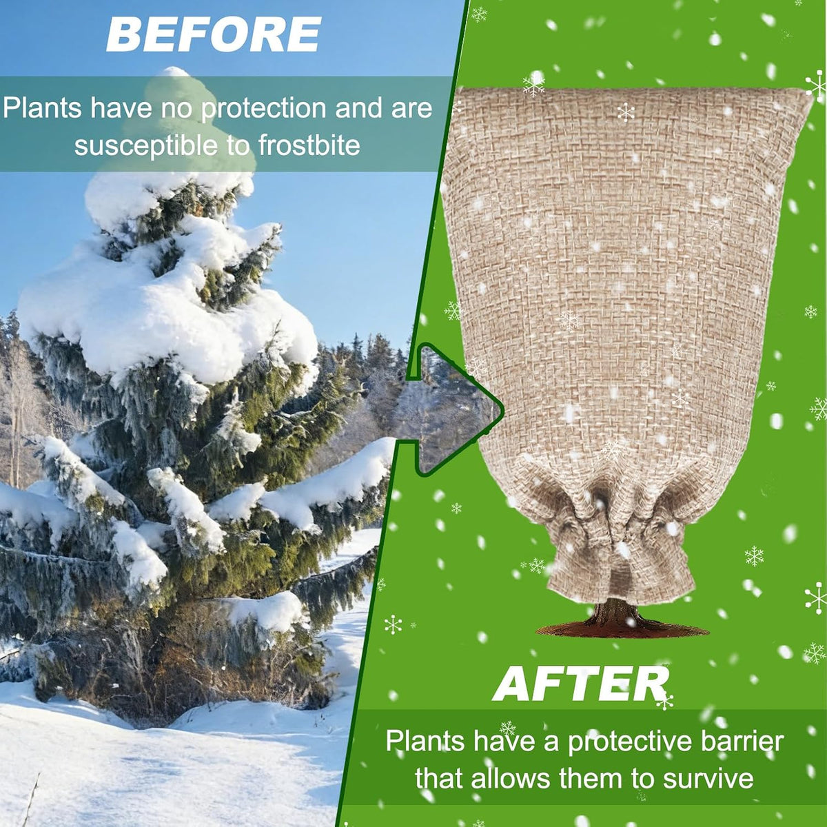 5Pcs Burlap Plant Cover Bags 32" x 40" Reusable Winter Plant Freeze Protection Bag with Zipper Drawstring Warm Tree Frost Blanket Protector for Outdoor Plants Shrubs Brushes