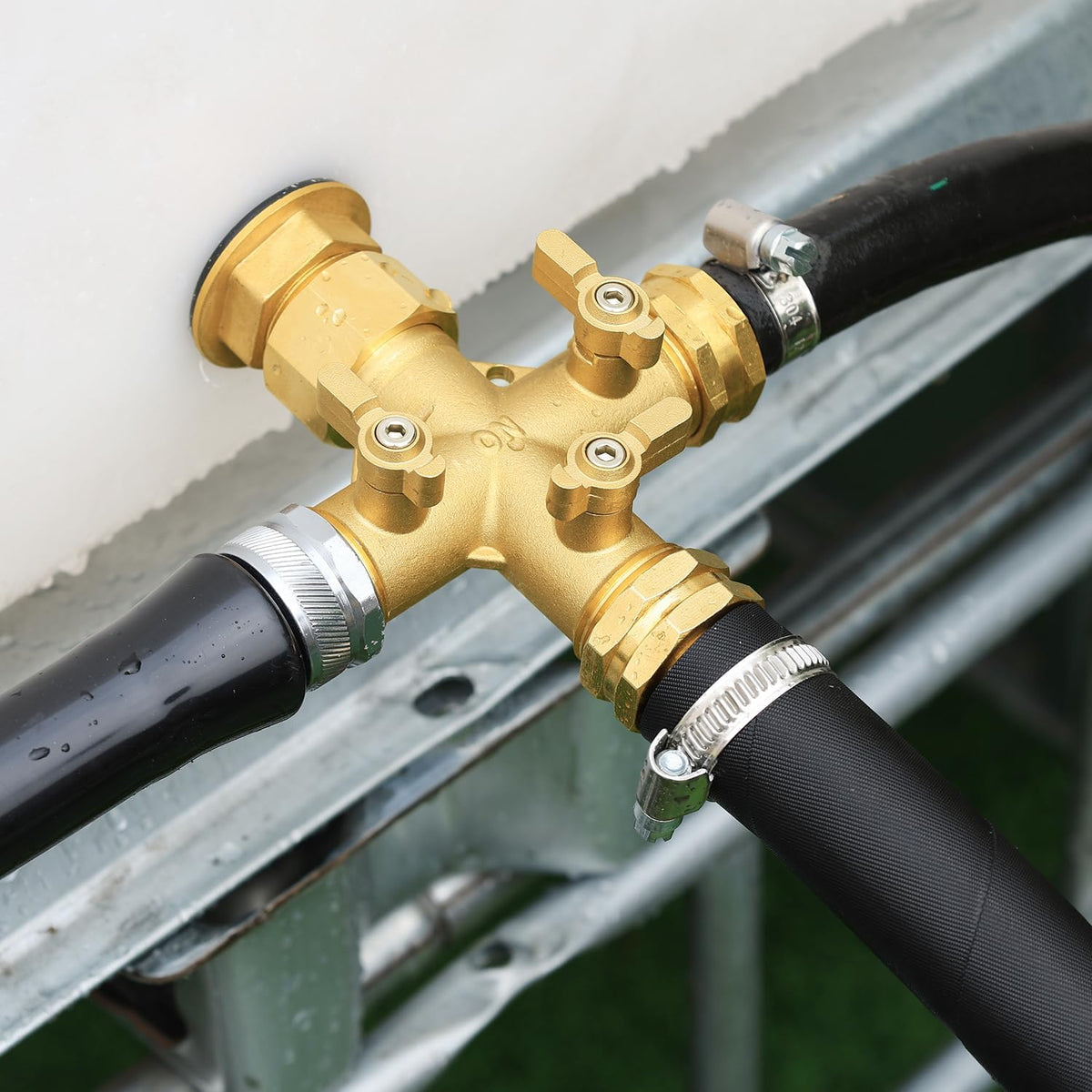 Garden Hose Splitter, Brass 3 Way Valve 3/4" GHT, 1 Pack