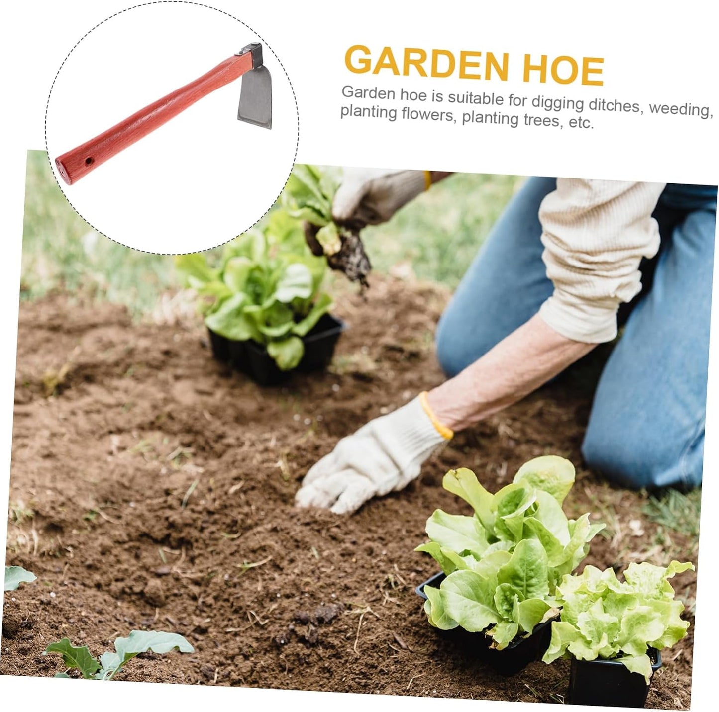 Wooden Handle Gardening Hoe Soil Turning Tool for Efficient Weeding and Farming Lightweight Construction for Flower and Vegetable Cultivation