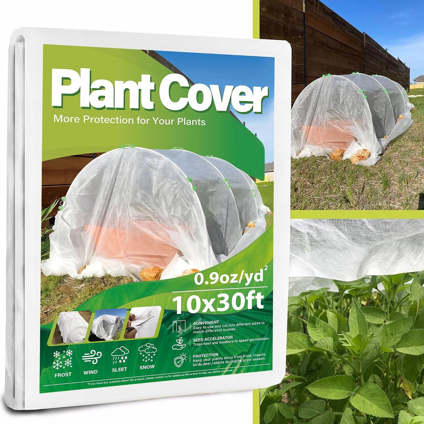 Plant Covers Freeze Protection 10x30ft Frost Cloth Blanket Floating Row Cover for Winter Protection 0.9 oz/yd²