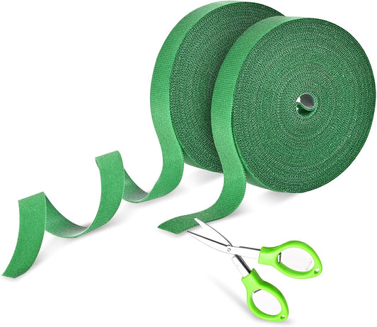 Plant Ties, 20mm 66ft Adjustable Garden Velcro Tape Strips with Scissors for Climbing Plant, Reusable Thicker Support Straps for Growing, Tomato Vines Stem, Cable Ties